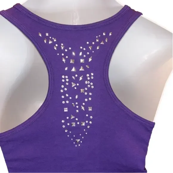 COLORADO ROCKIES Purple w/ Rhinestone Bling Tank Top Size M - Picture 5 of 9